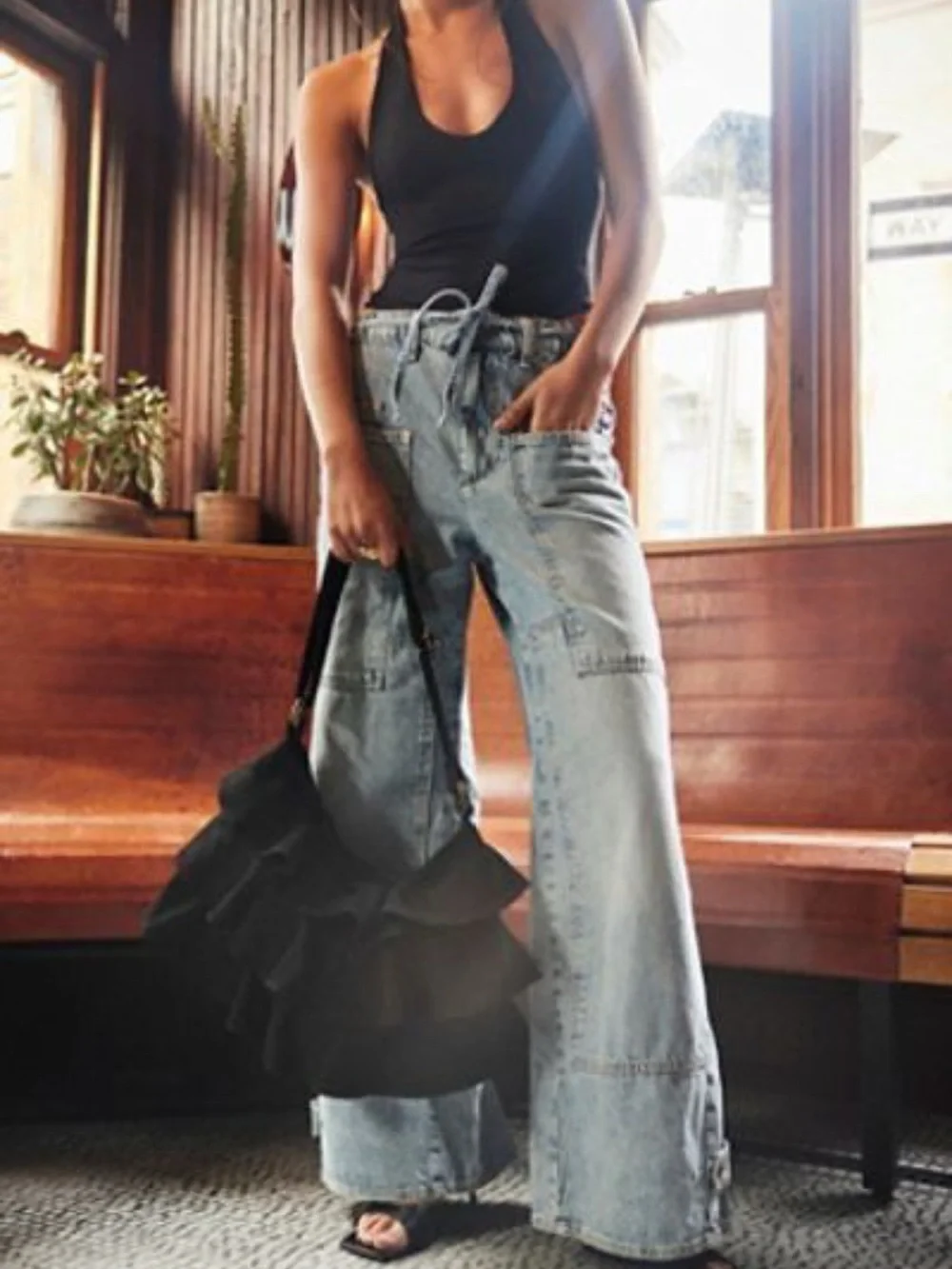 Free People Black Suede Hobo Shoulder Bag